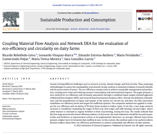 Coupling Material Flow Analysis and Network DEA for the evaluation of eco-efficiency and circularity on dairy farms
