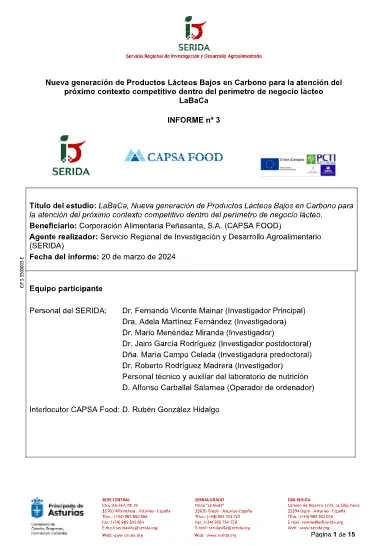 Productos lácteos bajos en carbono para la atención del próximo contexto competitivo dentro del perímetro de negocio lácteo LaBaCa